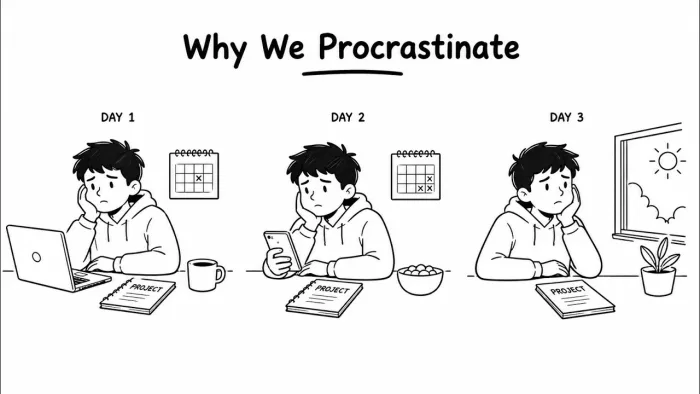 Overcoming Procrastination ESL Worksheet (B1) | Reading, Vocabulary, Grammar & Speaking Activities cover