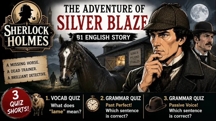 Sherlock Holmes – The Adventure of Silver Blaze | B1 ESL & ELA Graded Reader Worksheet | With Answer Key cover