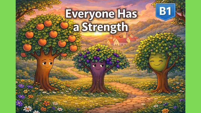 The Three Fruit Trees ESL Lesson Pack (A2) | Story, Reading, Vocabulary & Grammar Activities cover
